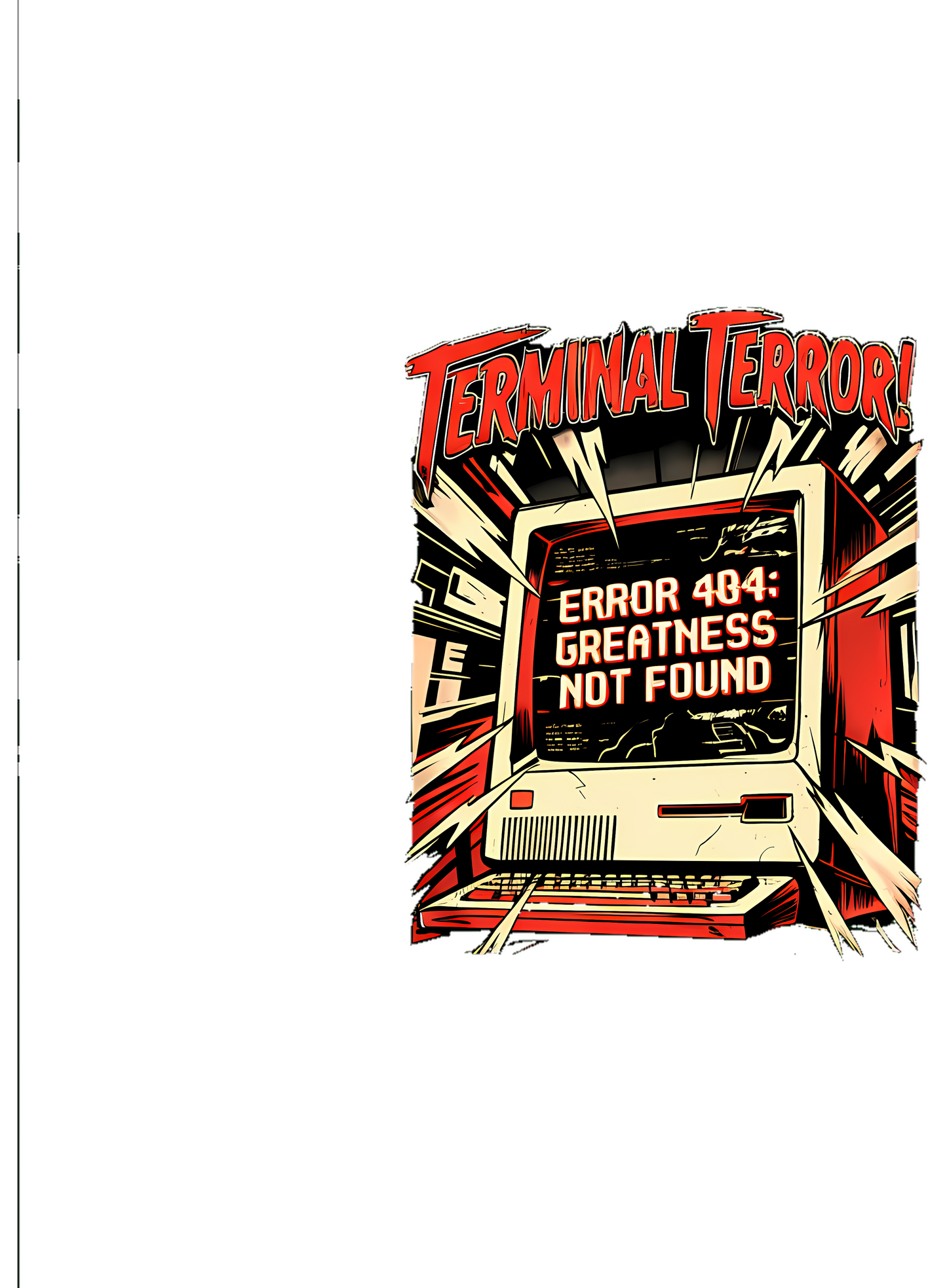 Error 404: Greatness Not Found | Retro Tech Glitch Tee — design