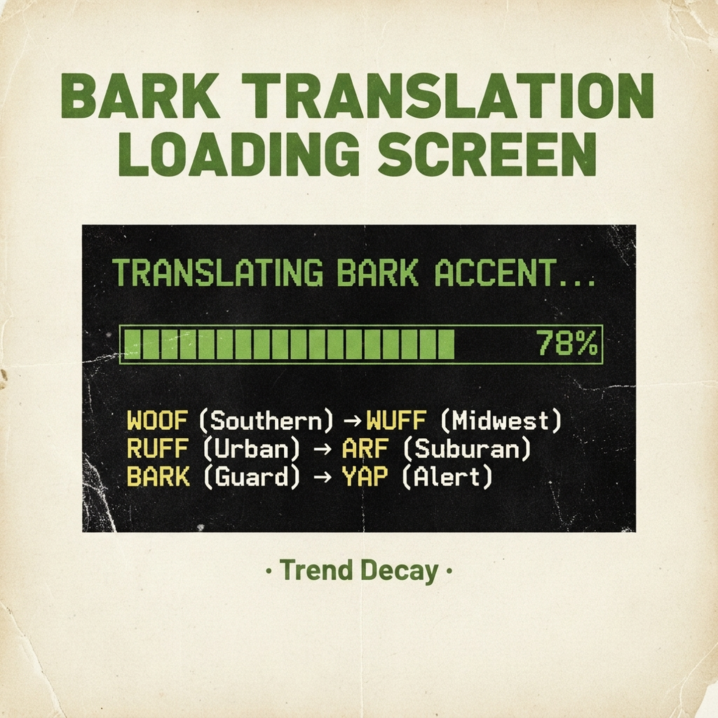 Bark Translation Loading Screen — design
