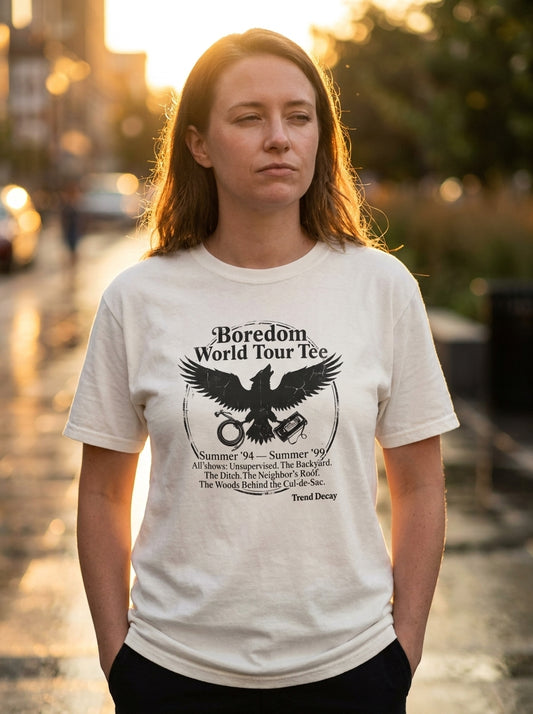 Boredom World Tour Tee — lifestyle photo