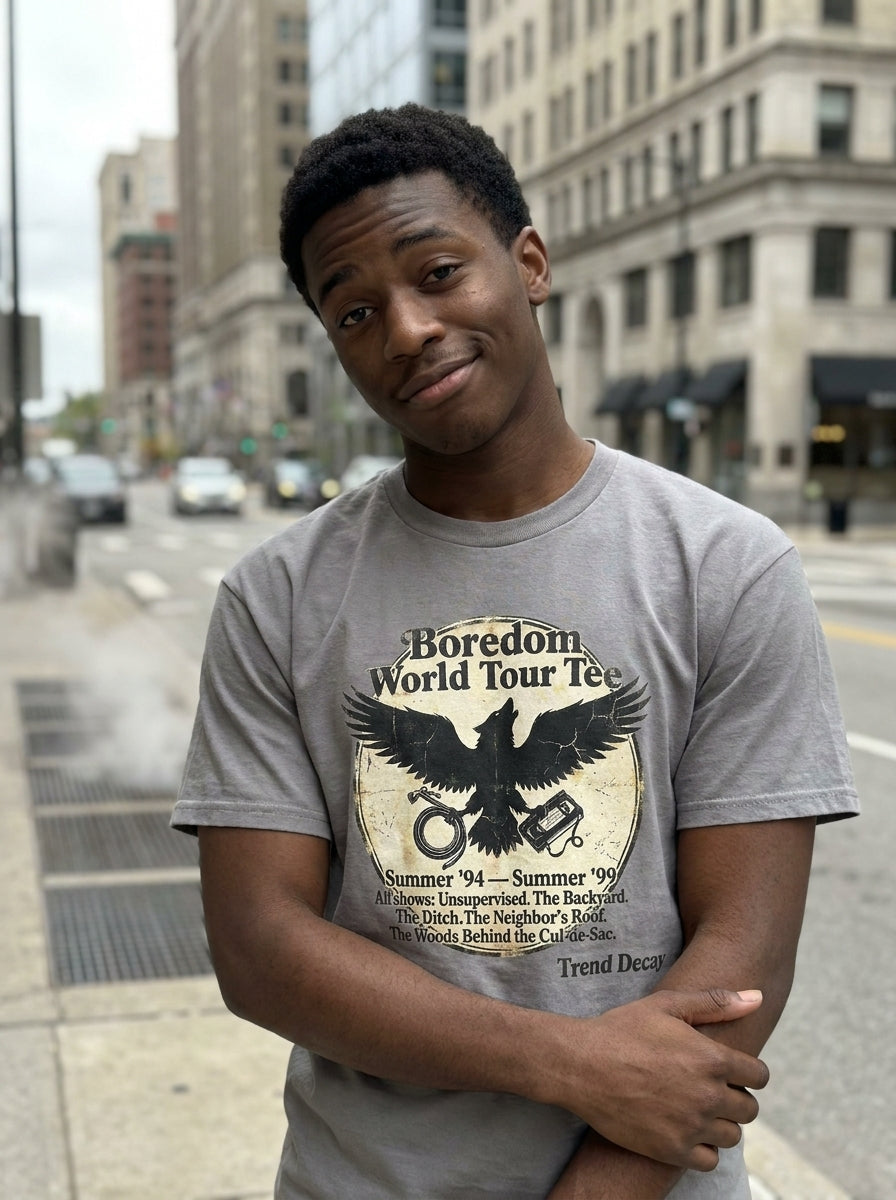 Boredom World Tour Tee — lifestyle photo