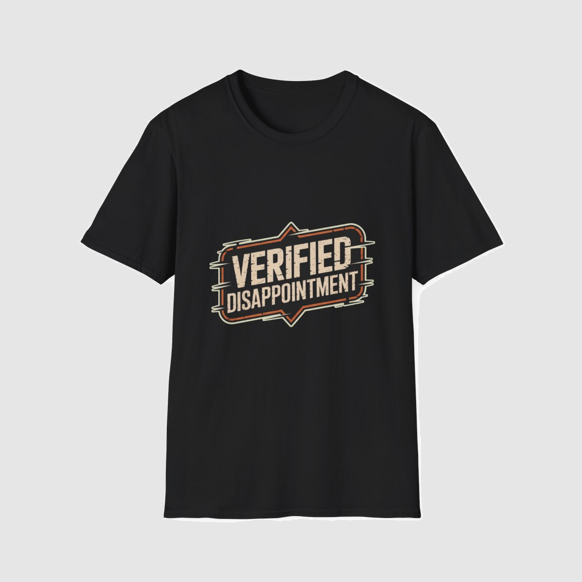 Verified Disappointment | Glitched Badge Tee — shirt mockup