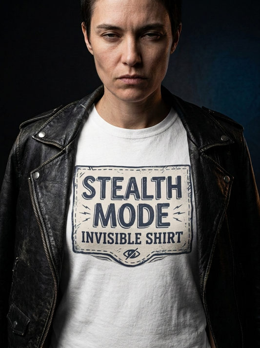 Stealth Mode Invisible | Minimalist Humor Tee — lifestyle photo