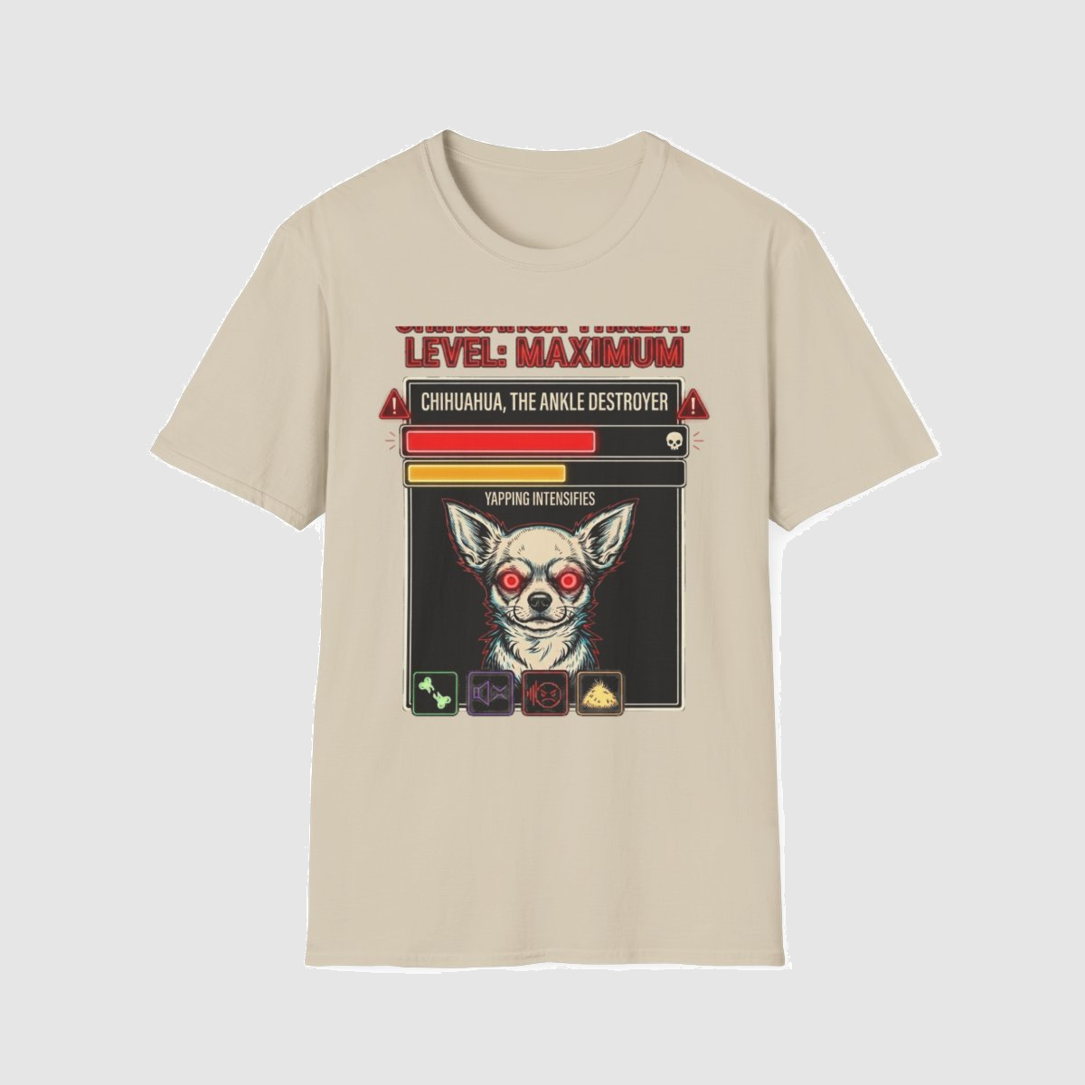 Chihuahua Threat Level: Maximum — shirt mockup