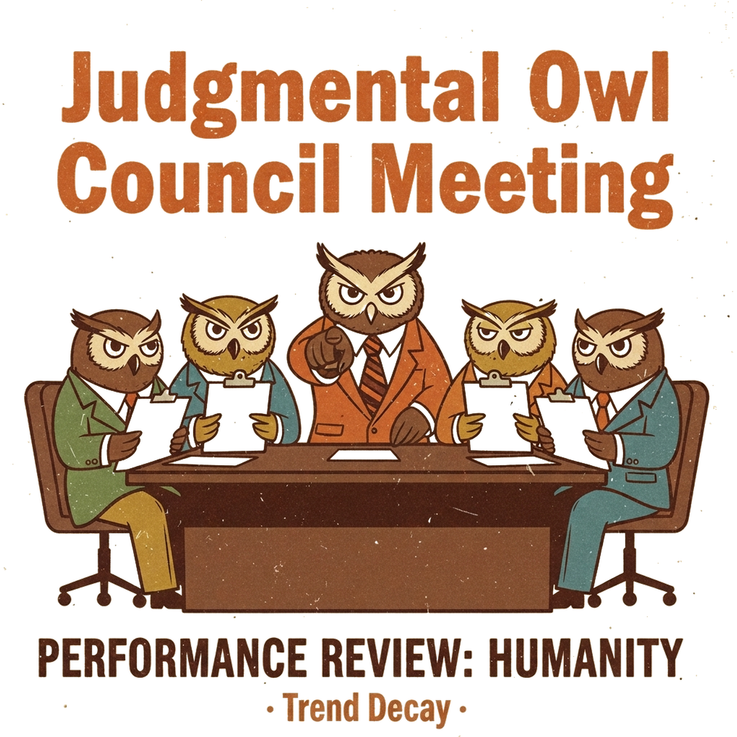 Judgmental Owl Council Meeting — design