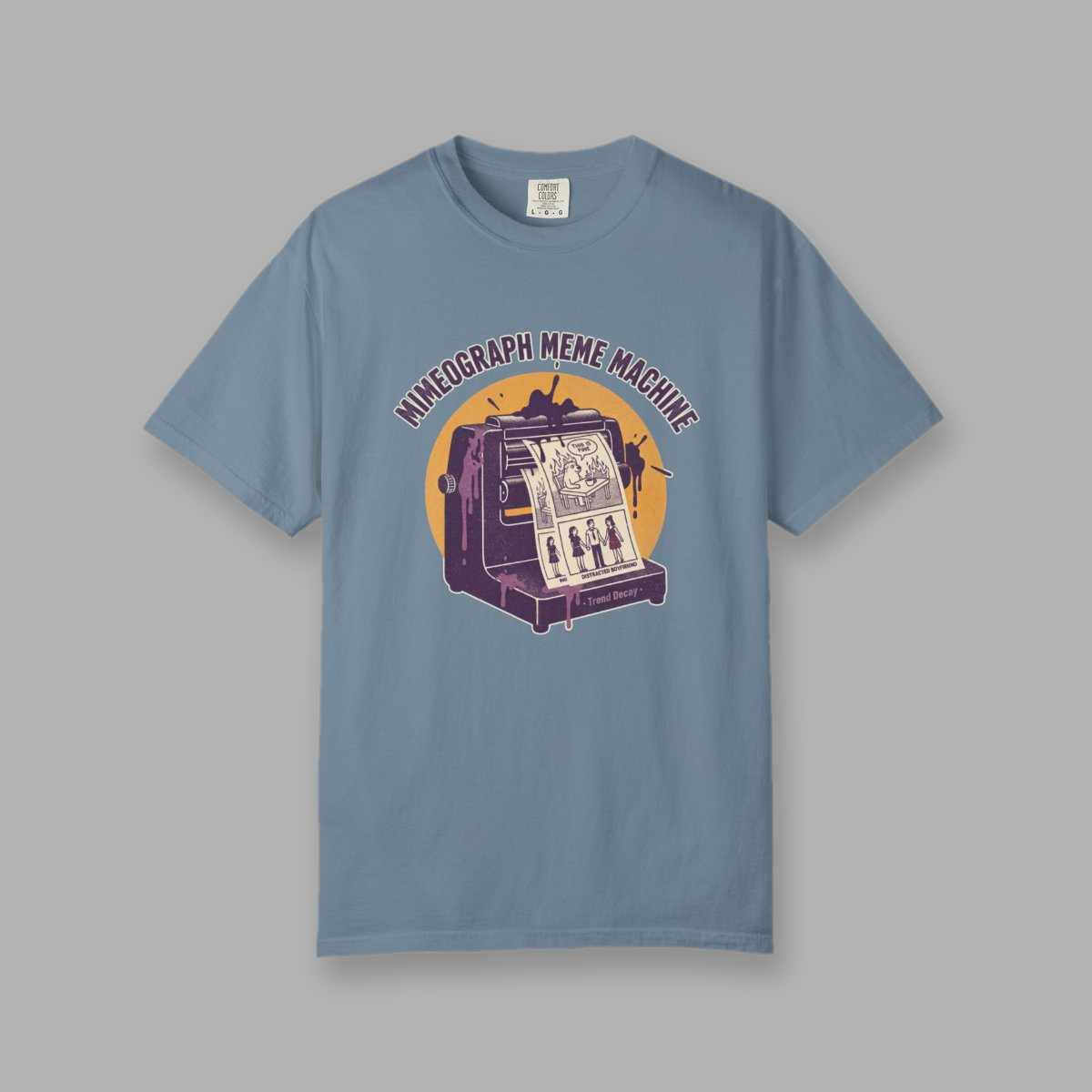 Mimeograph Meme Machine — shirt mockup