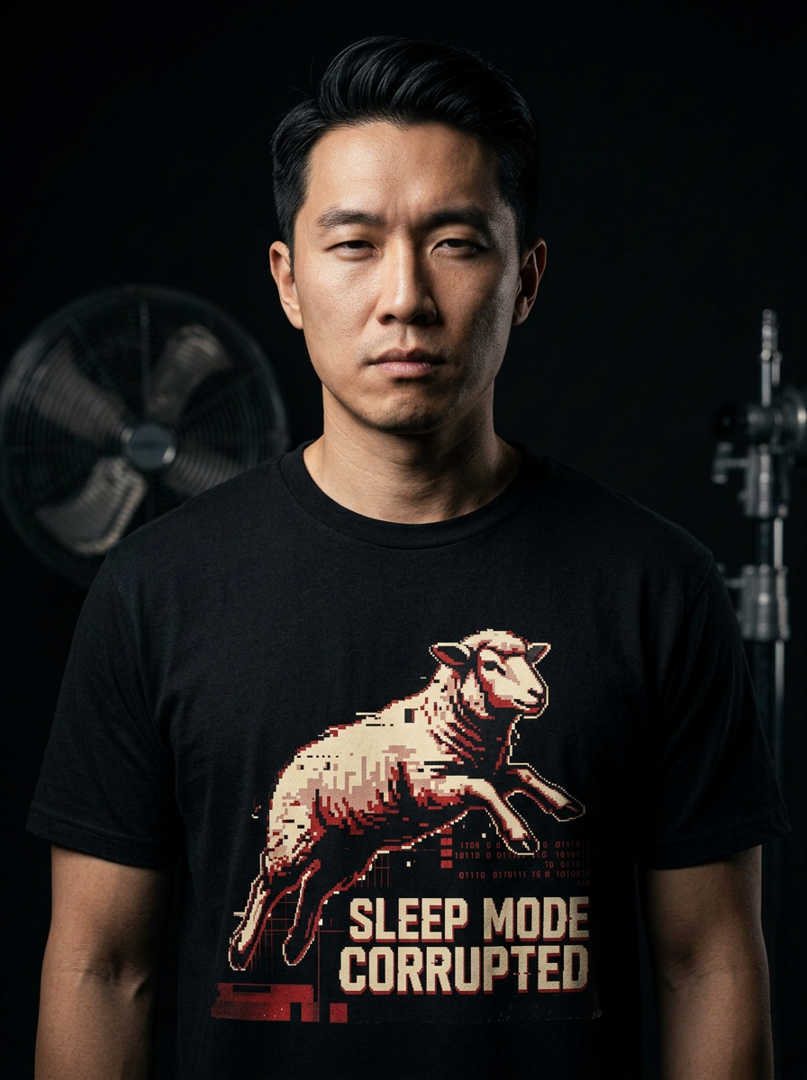 Sleep.exe Stopped Working | Glitchy Sheep Tee — lifestyle photo