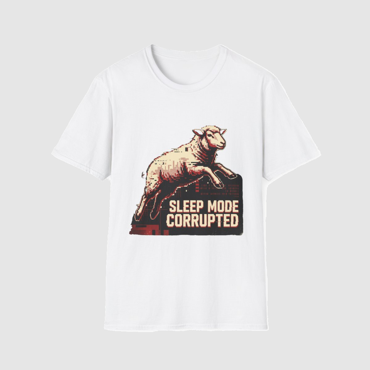 Sleep.exe Stopped Working | Glitchy Sheep Tee — shirt mockup