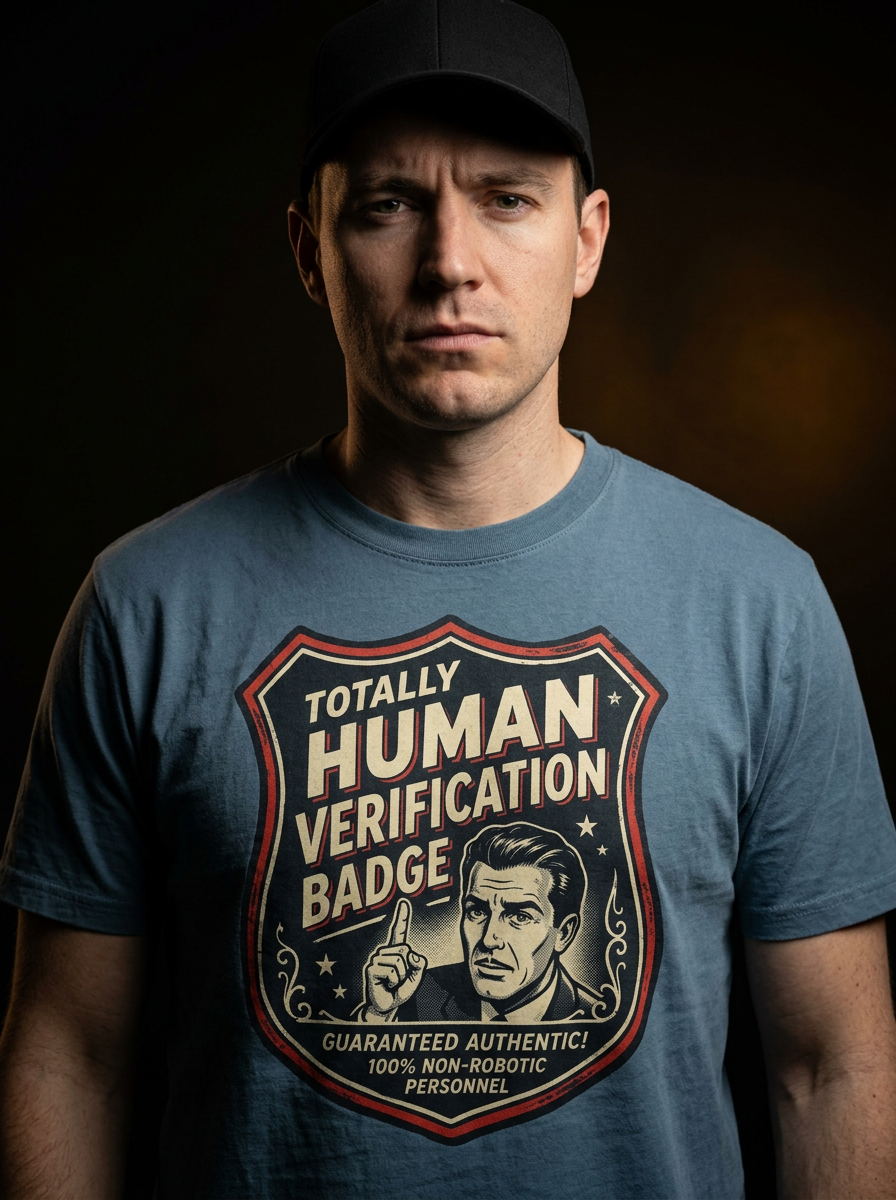 Verified Human Badge | Internet Culture Tee — lifestyle photo