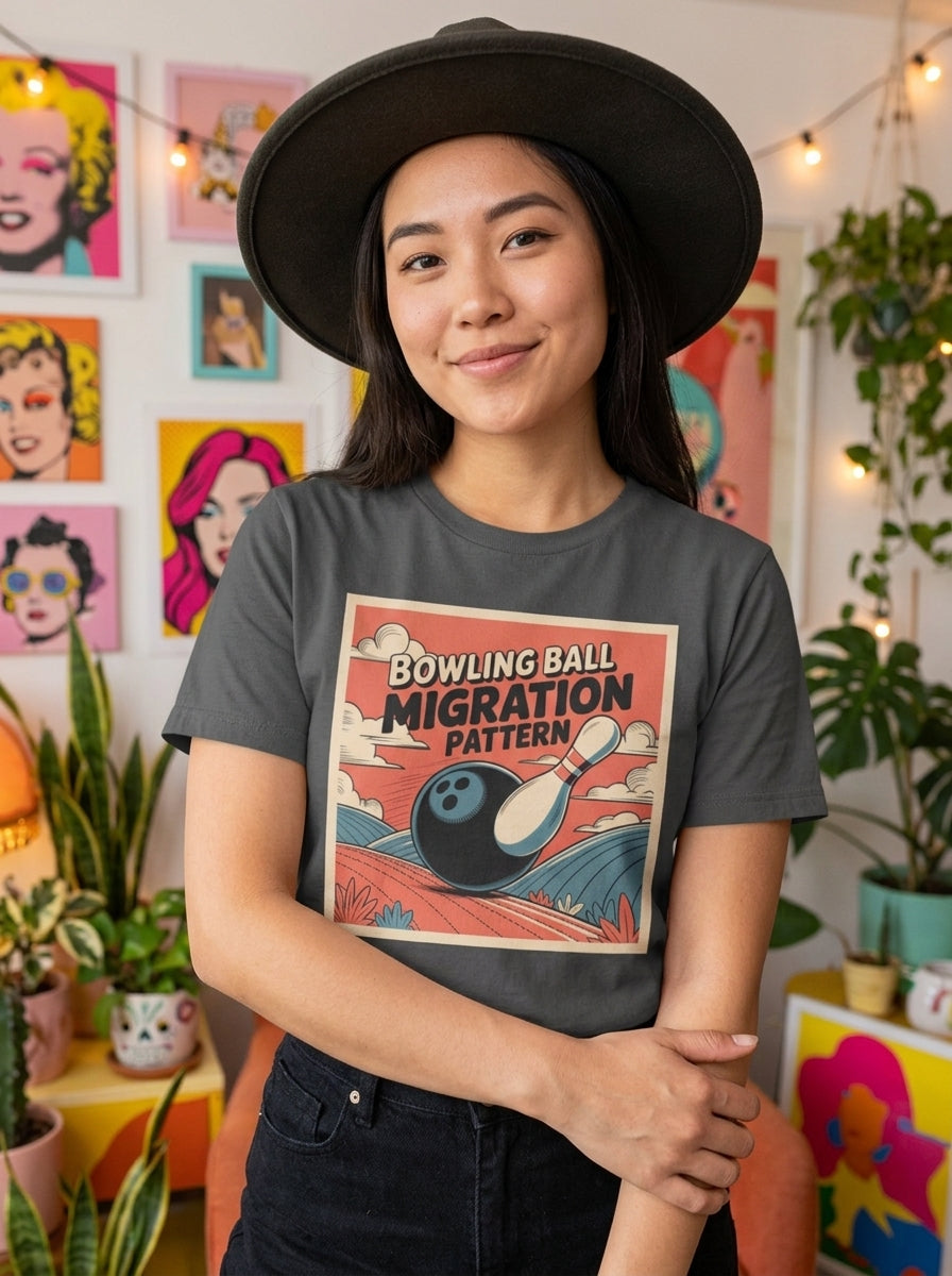 Annual Bowling Ball Migration | Apartment Wildlife Tee — lifestyle photo
